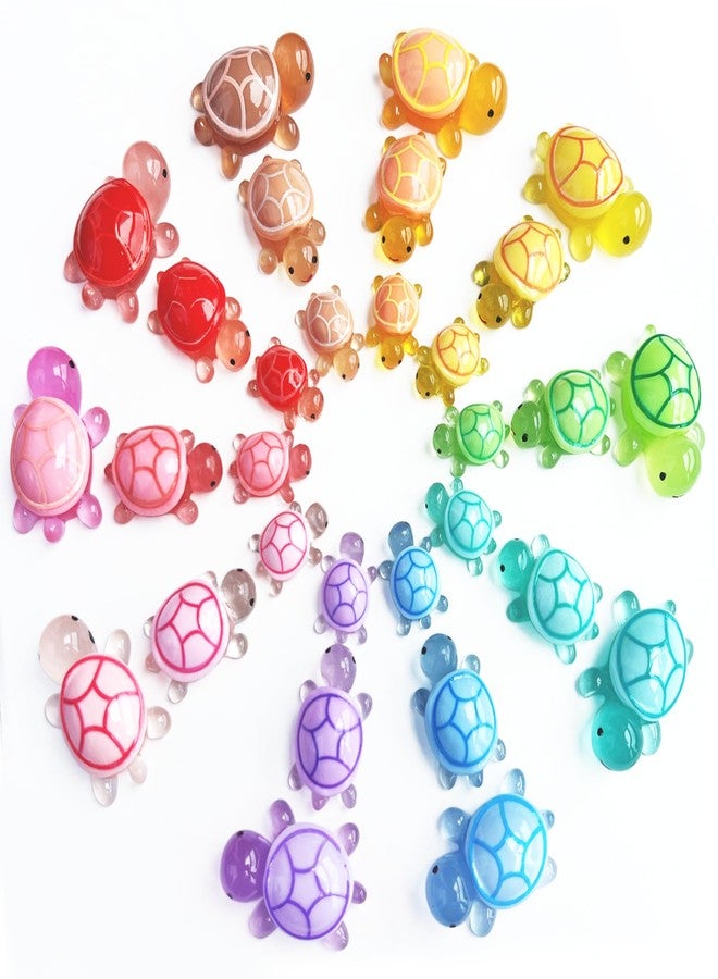 cntjv 30 Pcs Mixed Mini Resin Turtles Figurines to Hide Glow in The Dark Plastic Sea Turtle Toys Bulk Tiny Ocean Animals Figures for Miniature Dollhouse Accessories Garden Decor Small Medium Large 10 Colors - Image 1